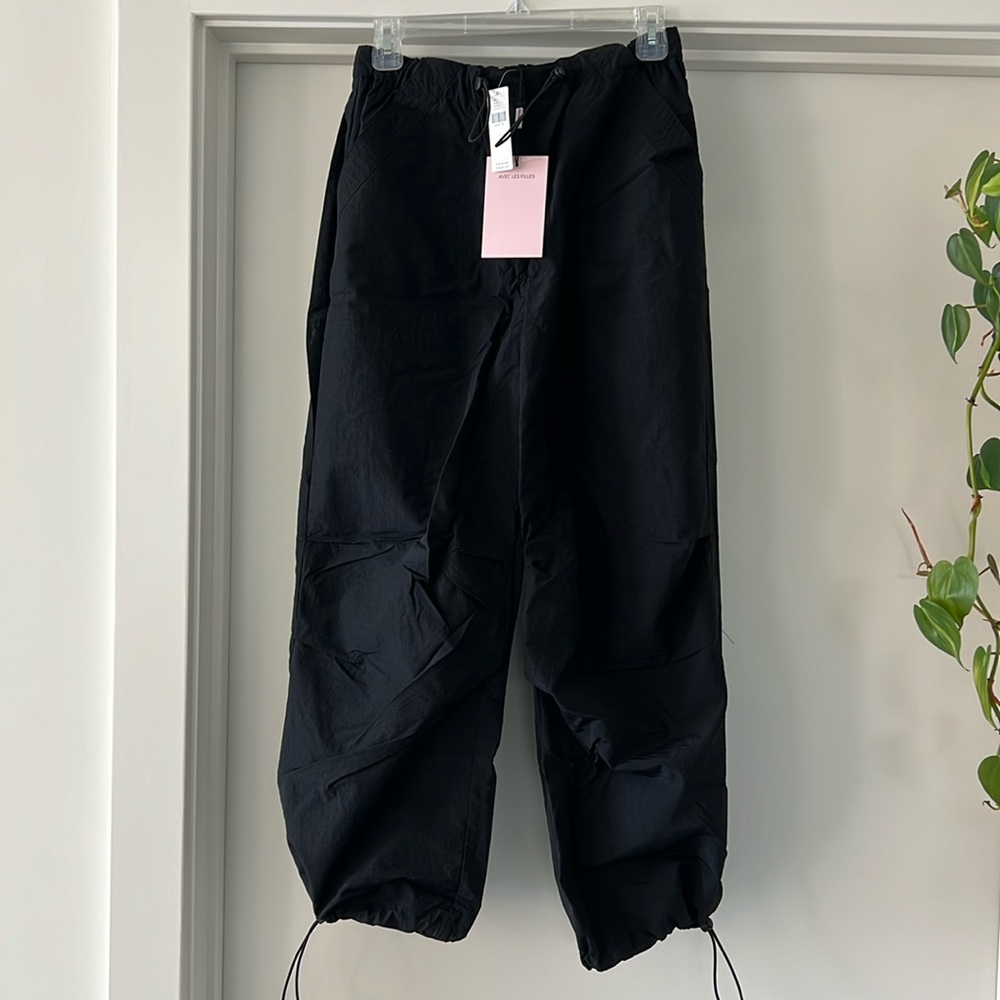 Anthropologie Black Drawstring Cargo Pants